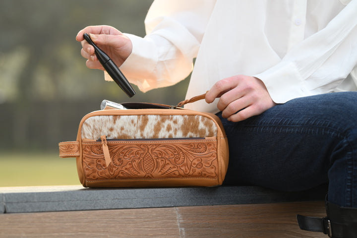 TDE -  Tooling Leather Cowhide Toiletries Bag – AT62 – Coro