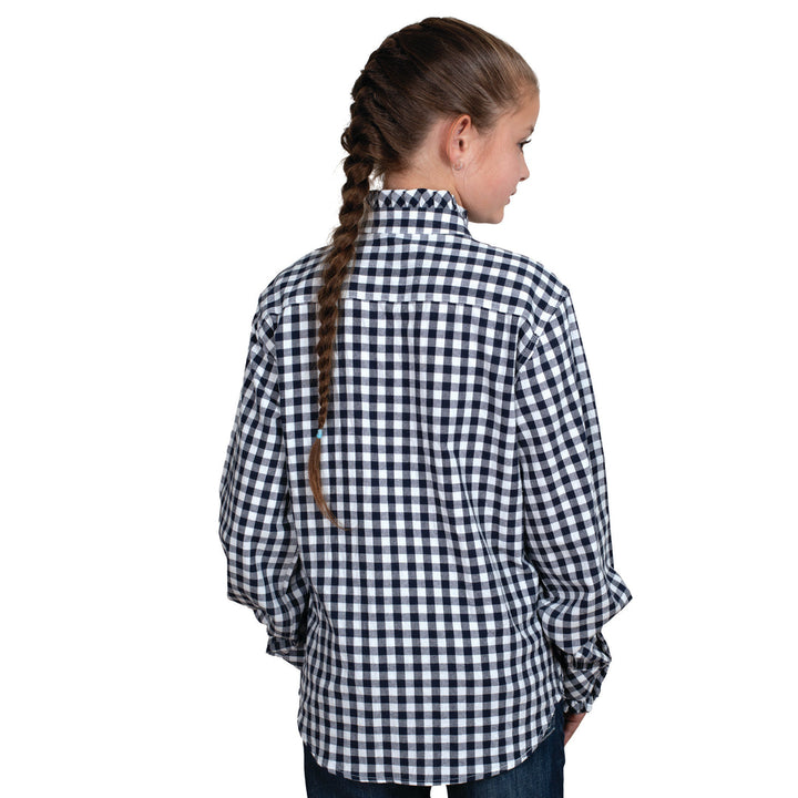 Just Country - Kids' Gracie Frills Full Button Print Workshirt in Navy Check