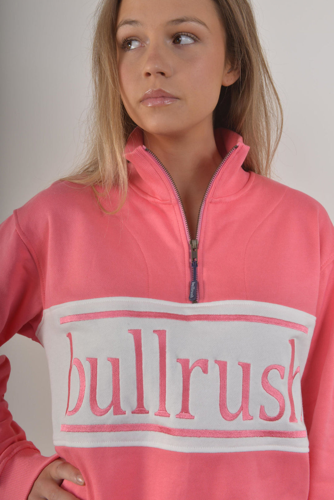 Bullrush - Zip Sweat Embroidery 25 in Pink