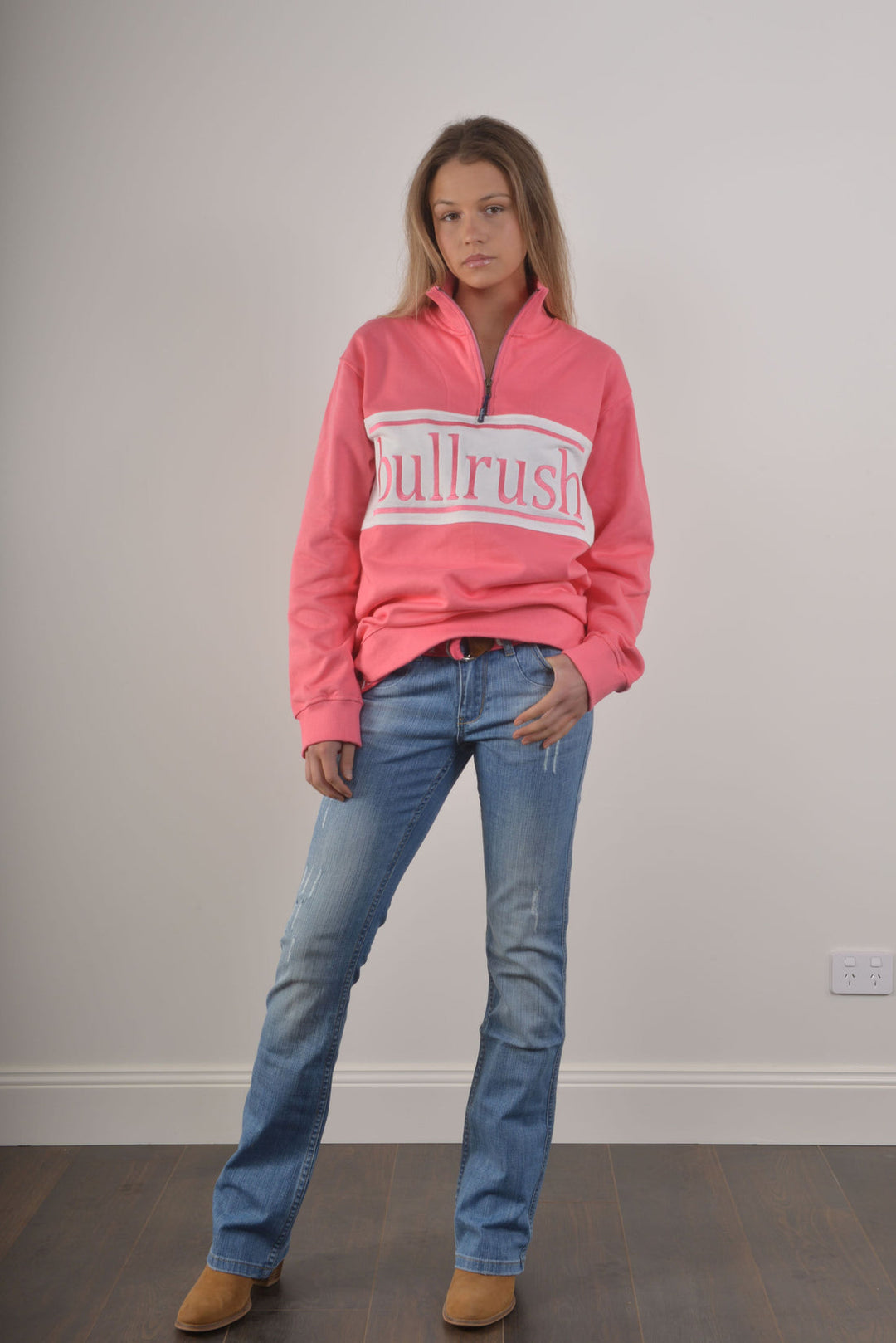 Bullrush - Zip Sweat Embroidery 25 in Pink