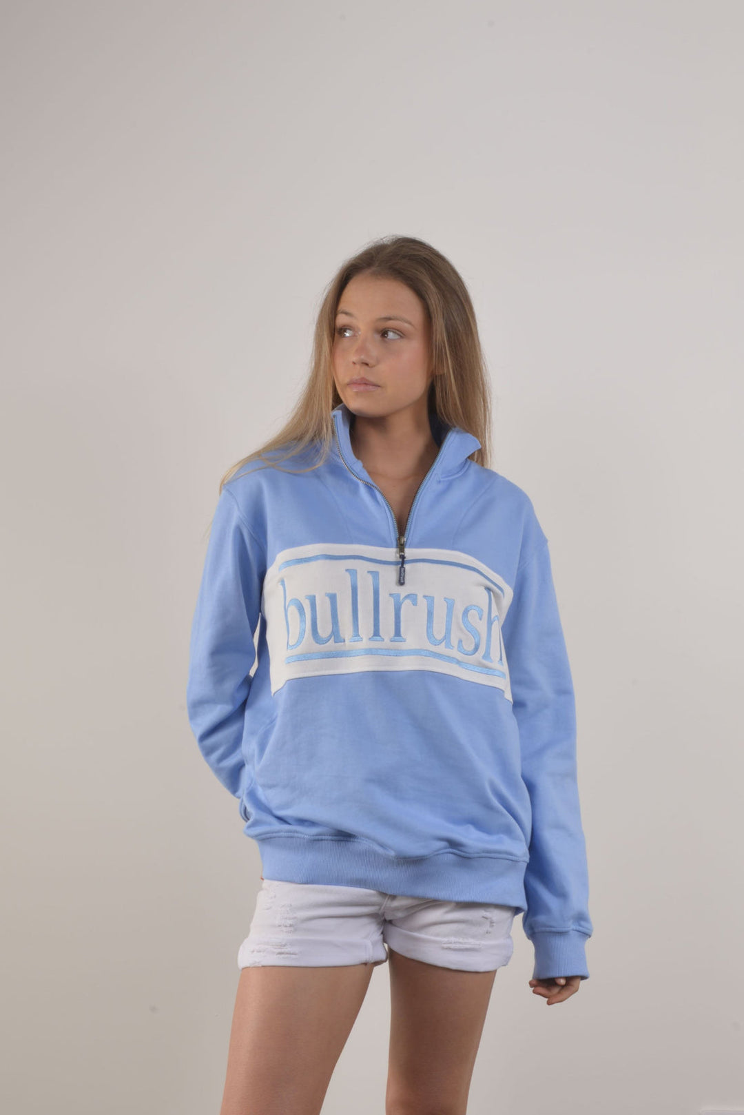 Bullrush - Zip Sweat Embroidery 25 in Blue