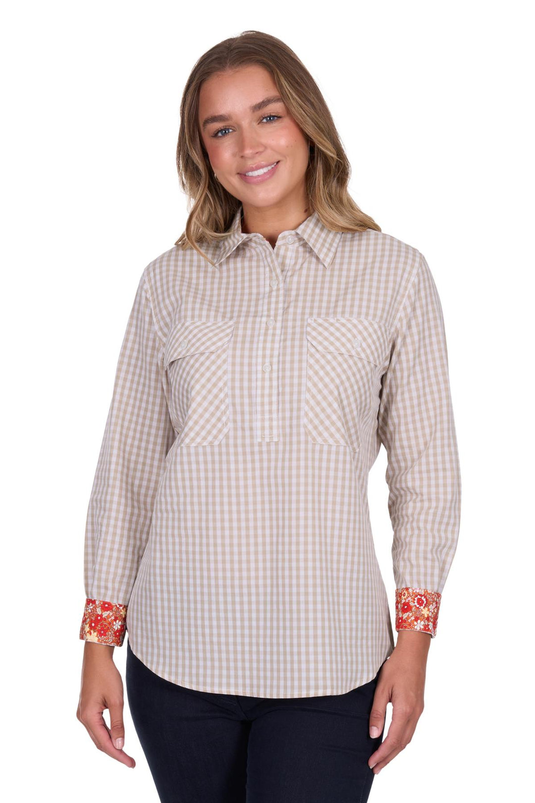 Hard Slog - WOMENS SARA 1/2 BUTTON LONG SLEEVE SHIRT
