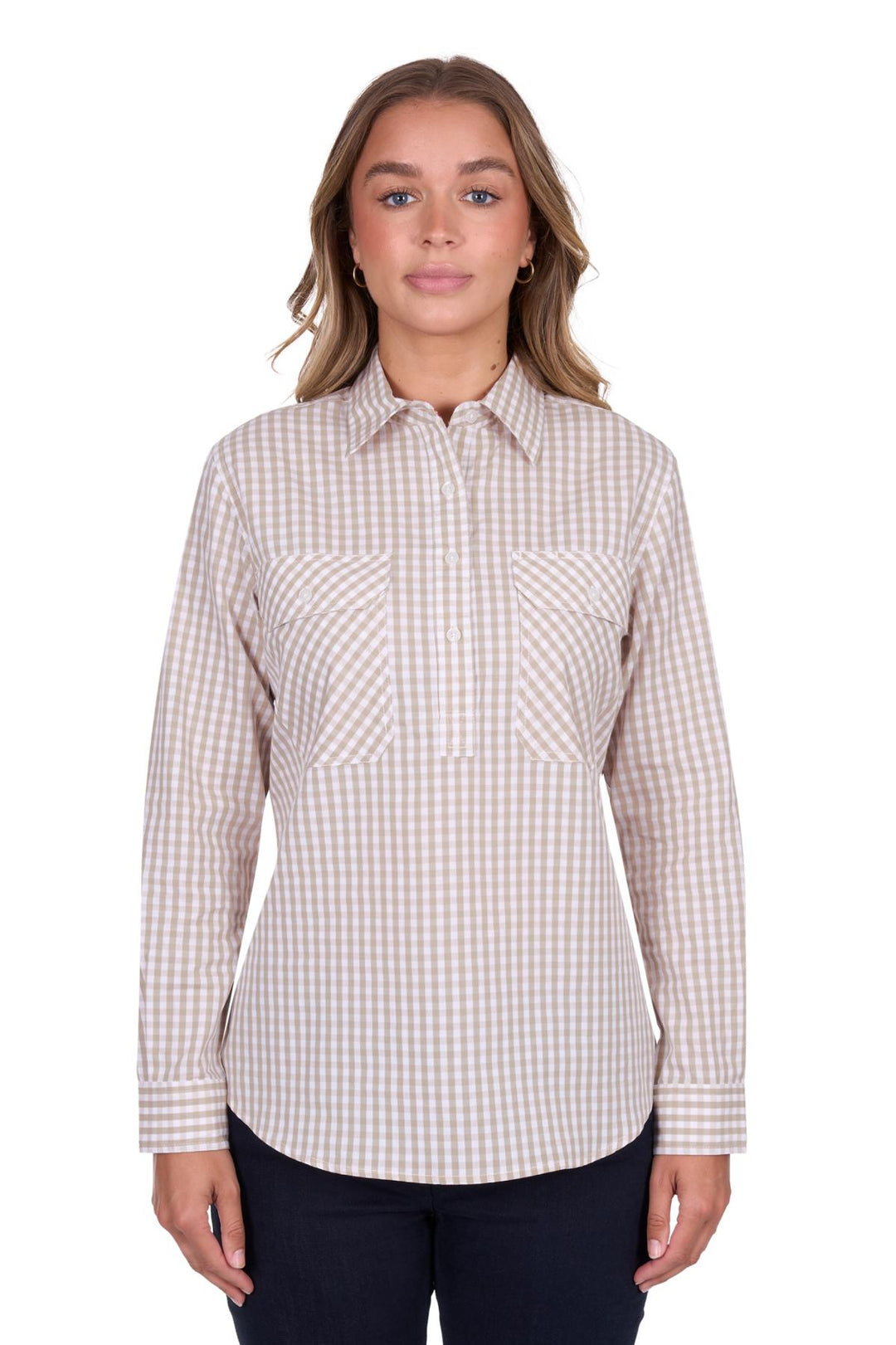 Hard Slog - WOMENS SARA 1/2 BUTTON LONG SLEEVE SHIRT