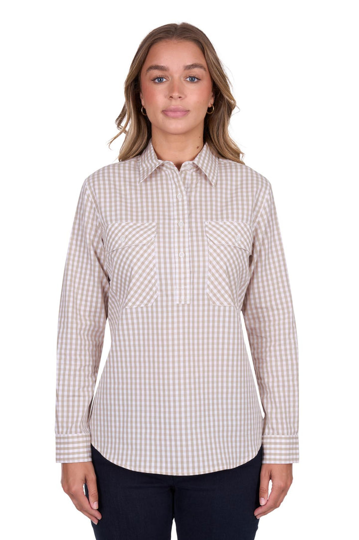 Hard Slog - WOMENS SARA 1/2 BUTTON LONG SLEEVE SHIRT