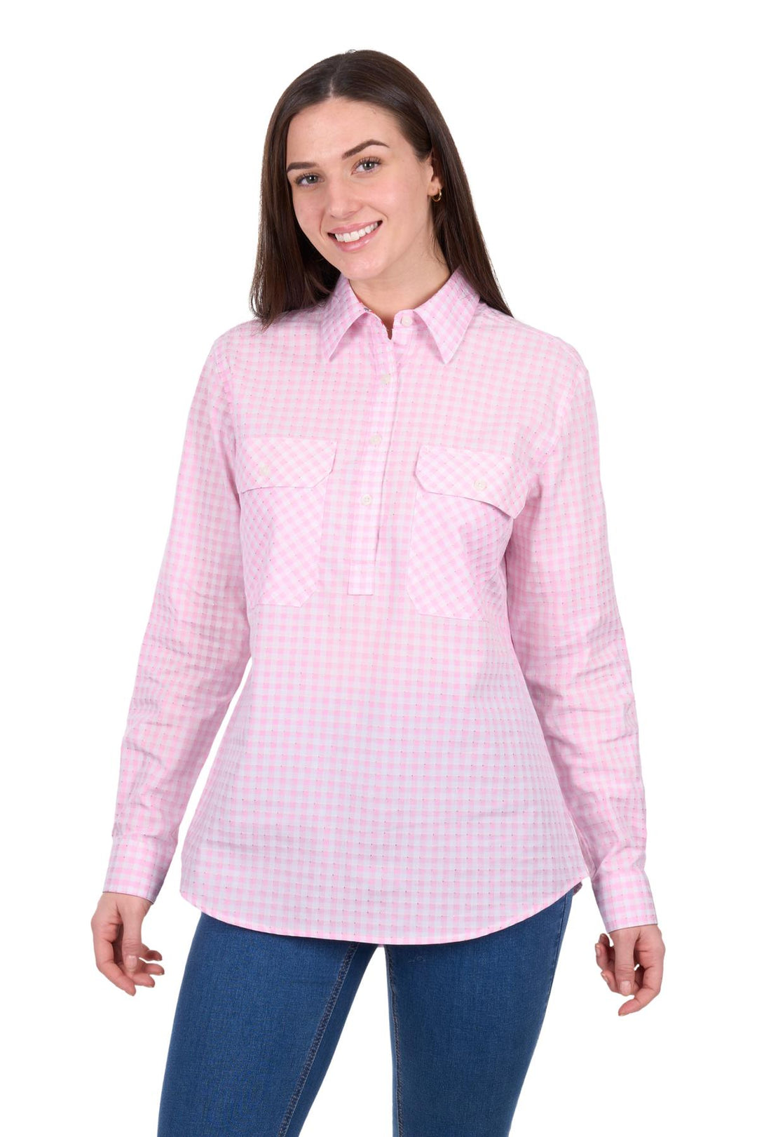 Hard Slog - WOMENS CLARA 1/2 BUTTON LONG SLEEVE SHIRT