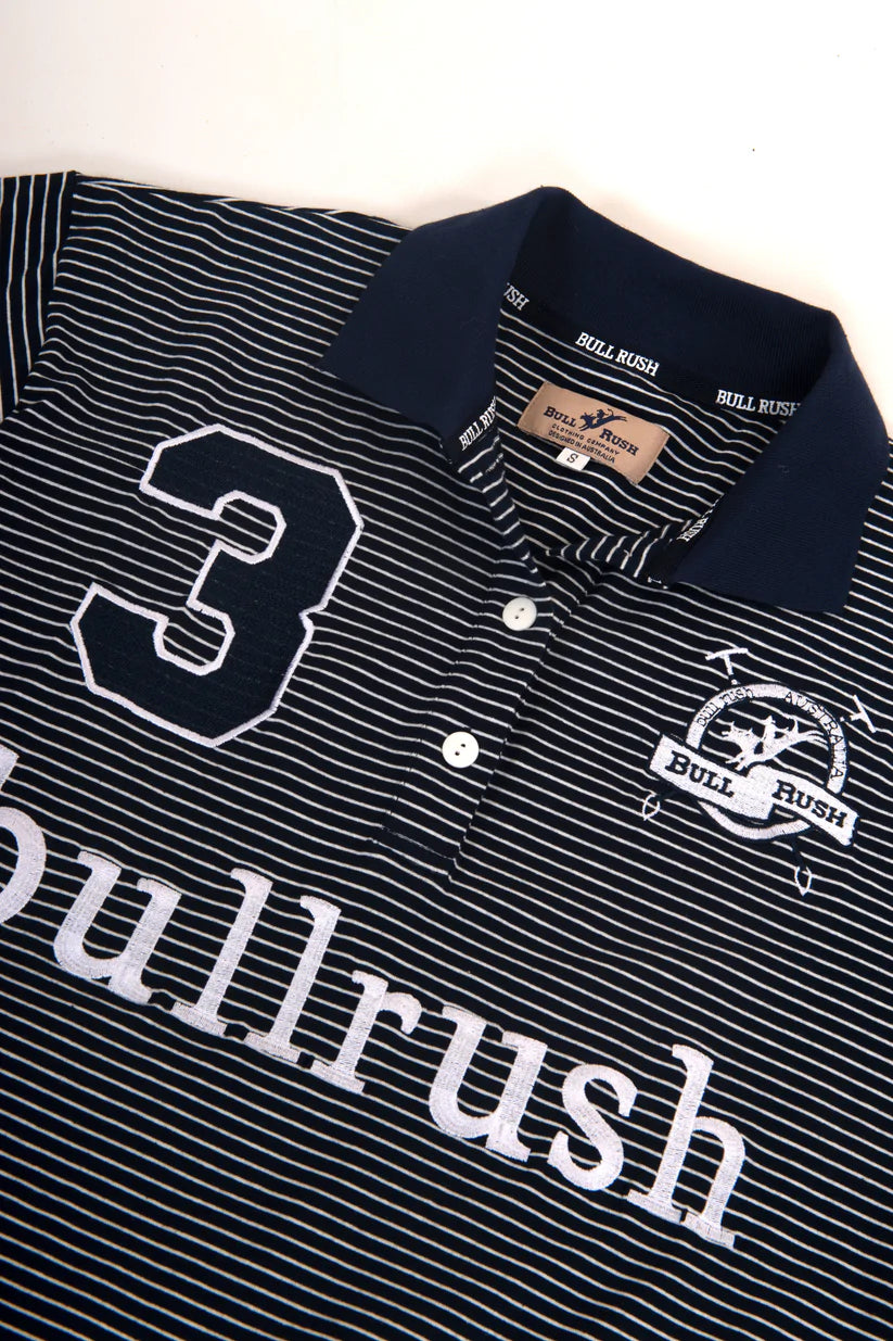 Bullrush - Ladies 3 Polo 22 in Navy Stripe