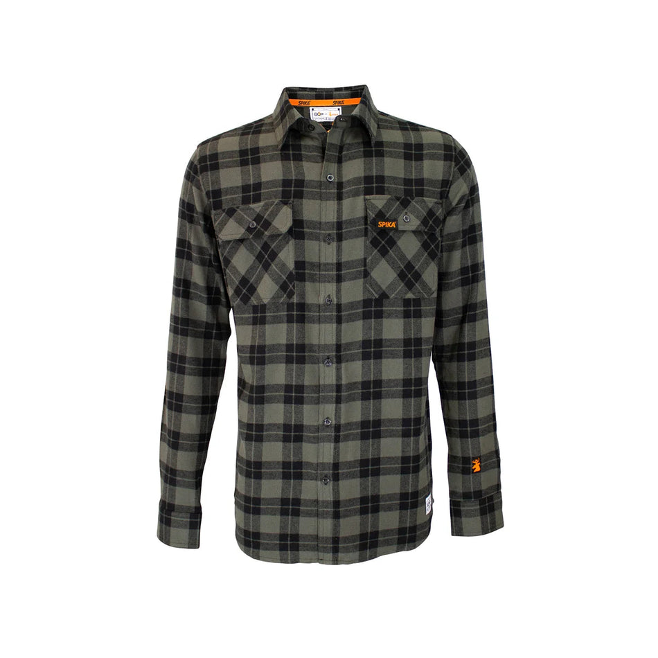 Spika - Mens GO Casual Check Shirt in Olive