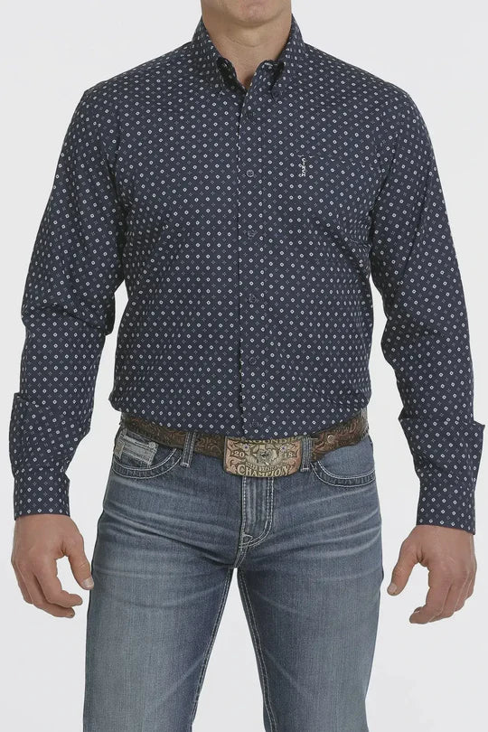 Cinch - Mens Navy Geo Modern Fit Arena Shirt