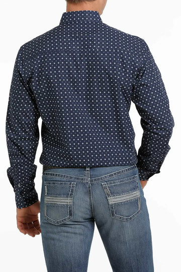 Cinch - Mens Navy Geo Modern Fit Arena Shirt