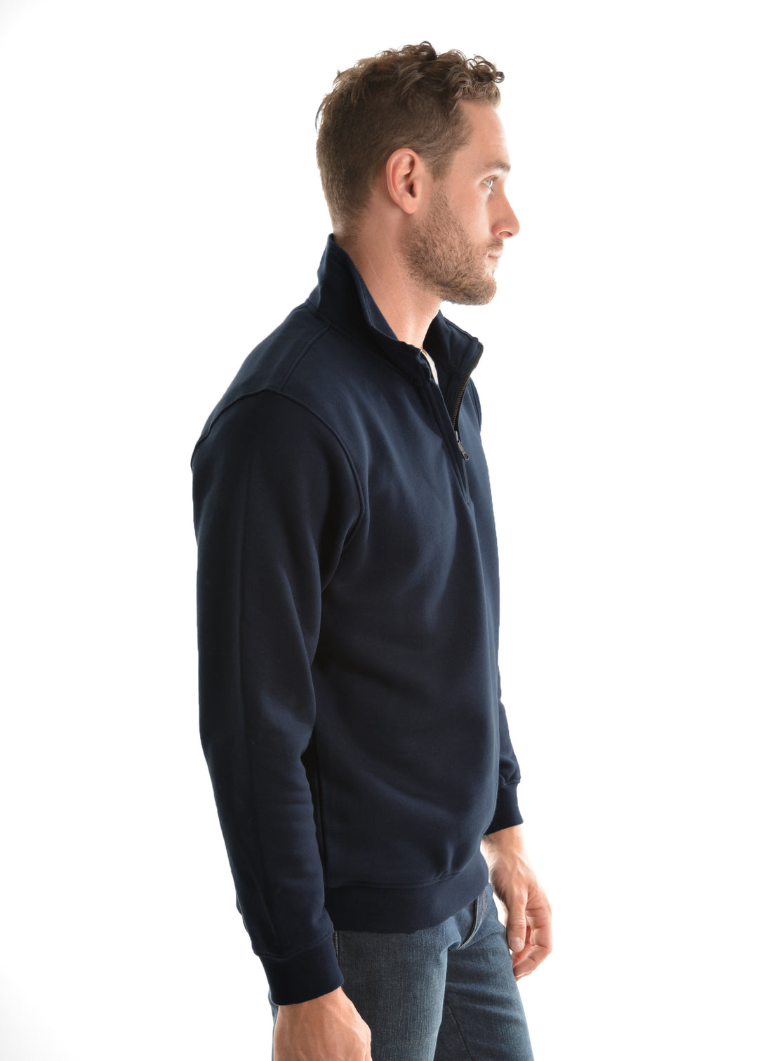 Hard Slog Mens 1/4 Zip Fleece Top in Navy