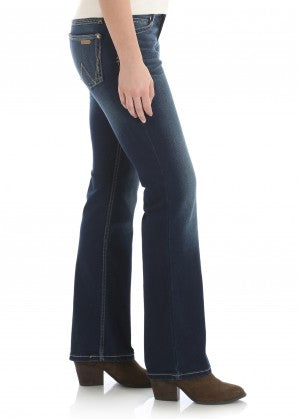 Wrangler - Womens Mae Retro Mid Rise Bootcut Jean in Dark Blue