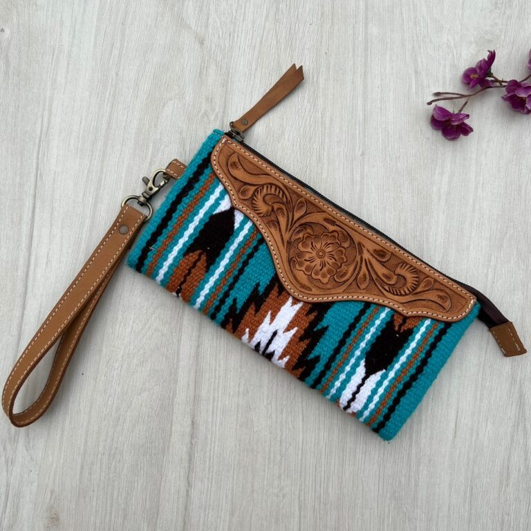 TDE - Saddle Blanket Clutch with Tooled Leather