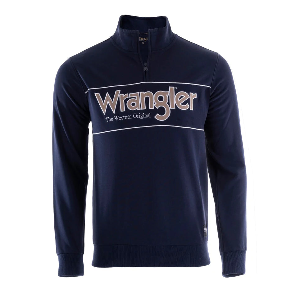 Wrangler - Mens Ryder Logo 1/4 Zip Pullover in Navy