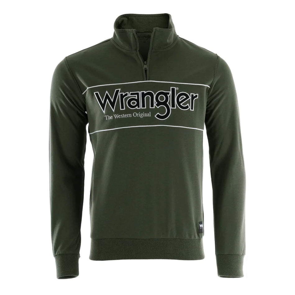 Wrangler - Mens Ryder Logo 1/4 Zip Pullover in Cypress