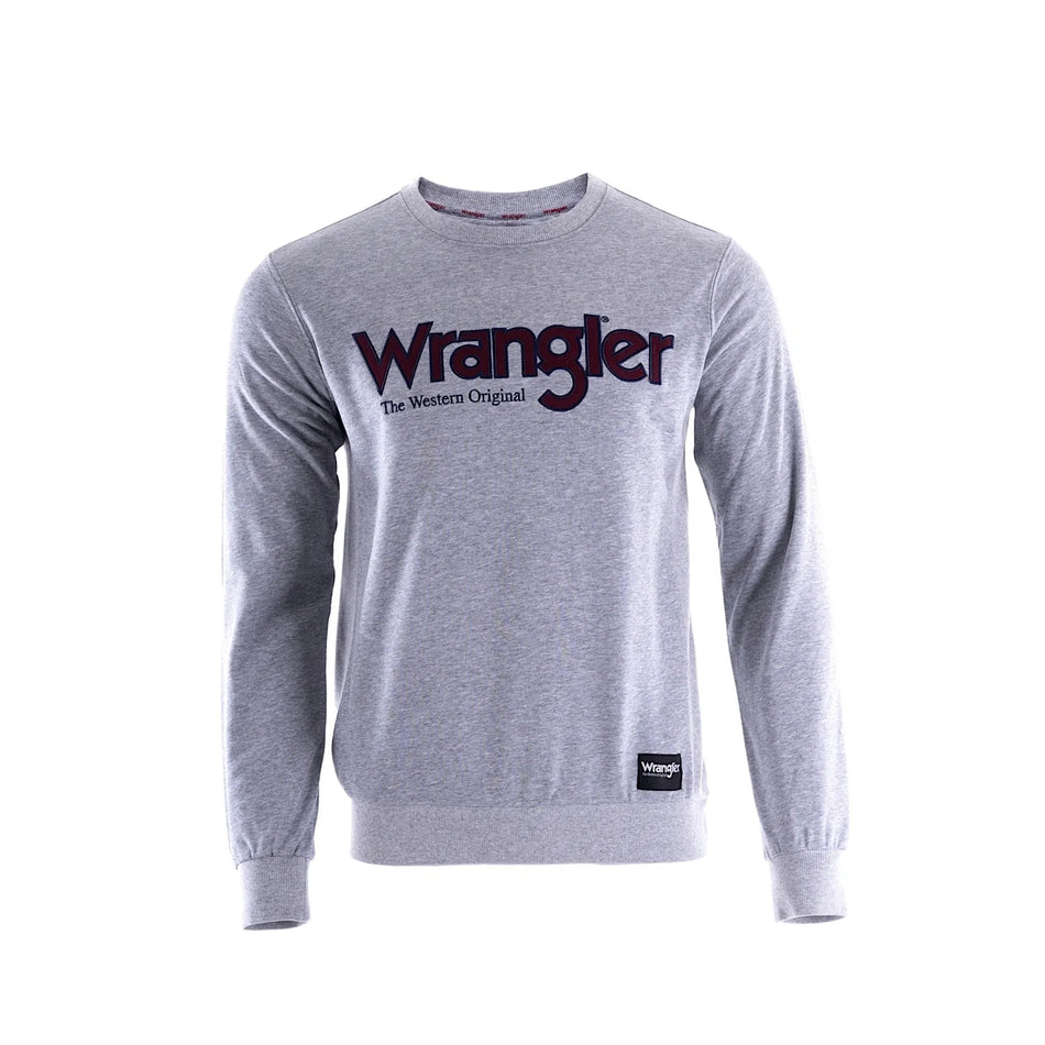 Wrangler - Mens Ryder Logo Crew in Grey