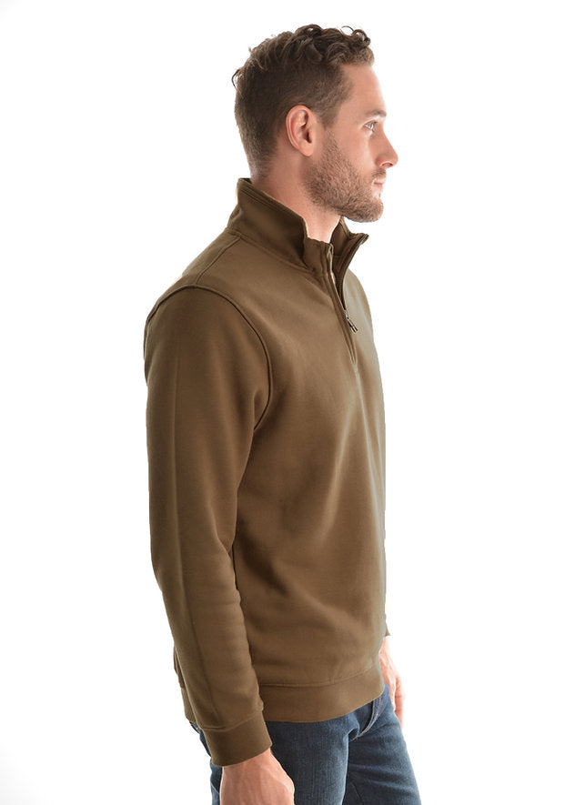 Hard Slog Mens 1/4 Zip Fleece Top in Bark