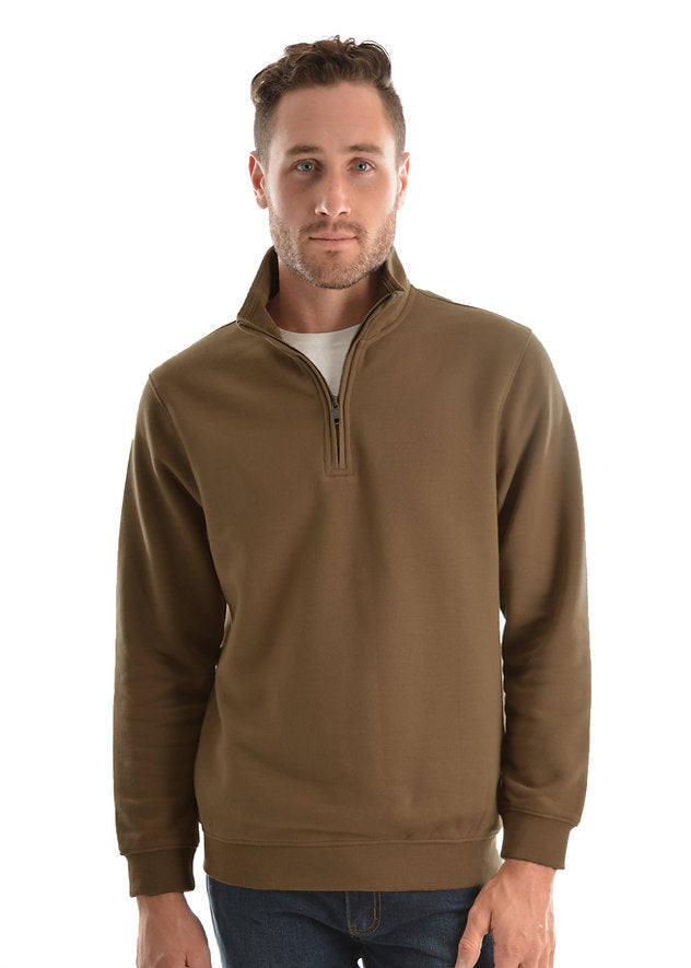 Hard Slog Mens 1/4 Zip Fleece Top in Bark