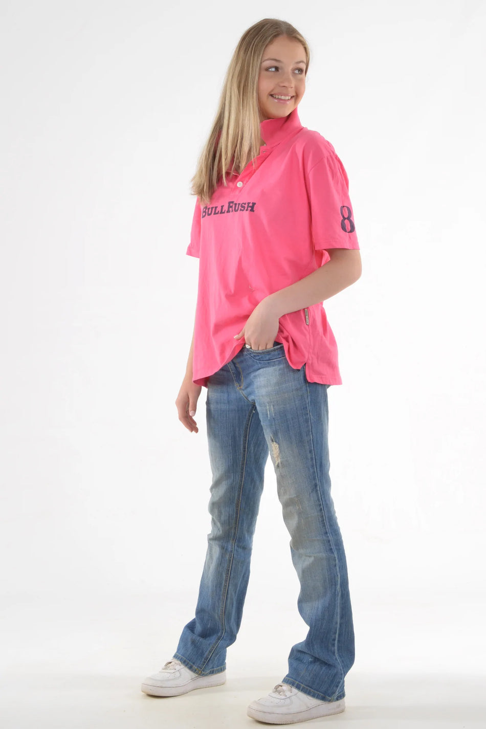 Bullrush - Womens Polo Top in Pink