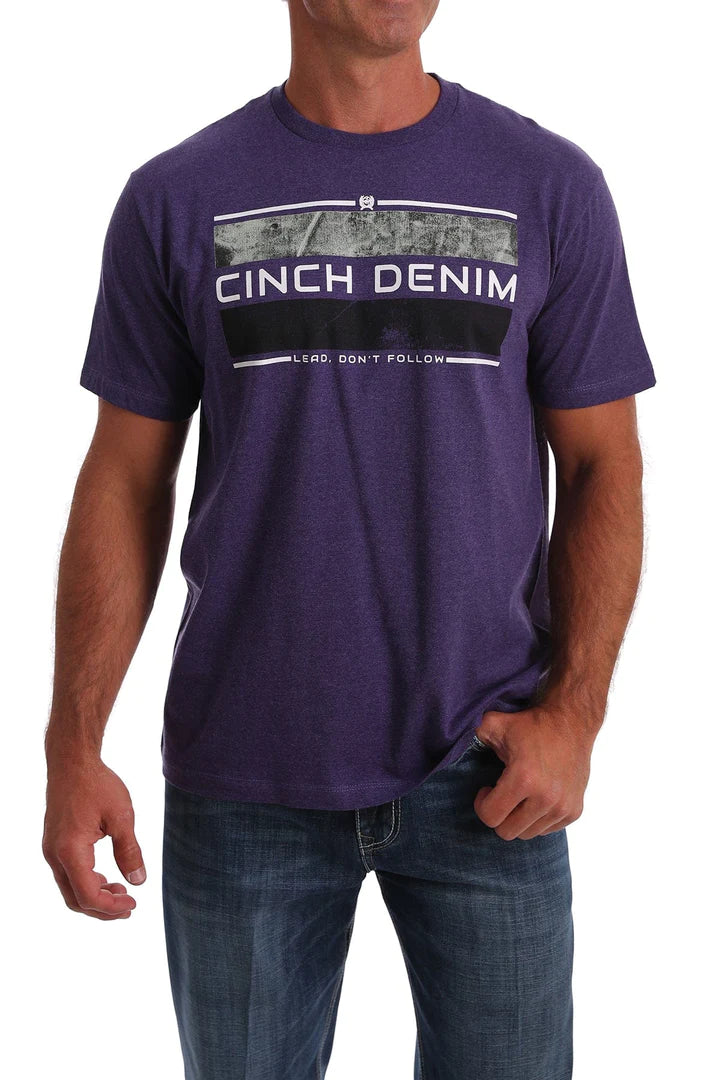 Cinch - Mens Heather Purple Classic Crew Neck Logo Tee