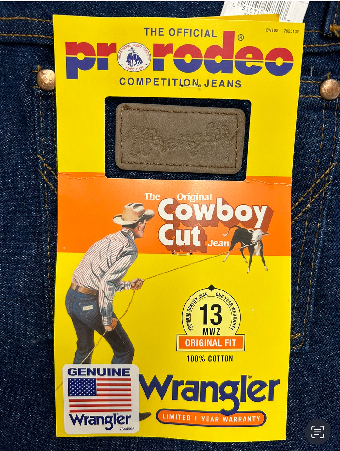 Wrangler - (13MWZPW36) Mens Cowboy Cut Original Fit Jeans Prewashed Indigo 36" Leg