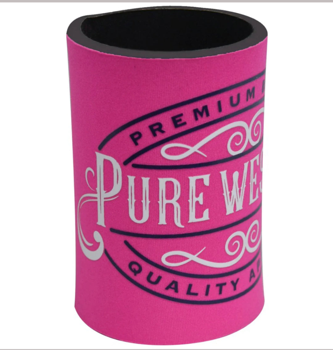 Pure Western Stubby Holder - Fuschia Logo