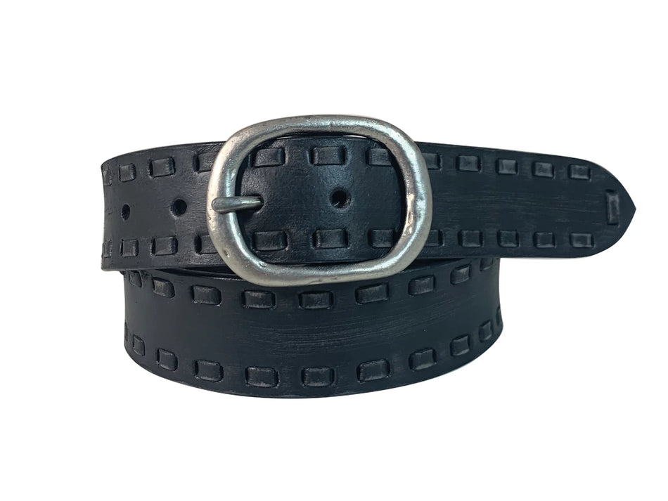 Roper - Womens Distressed Leather belt with lacing in Black