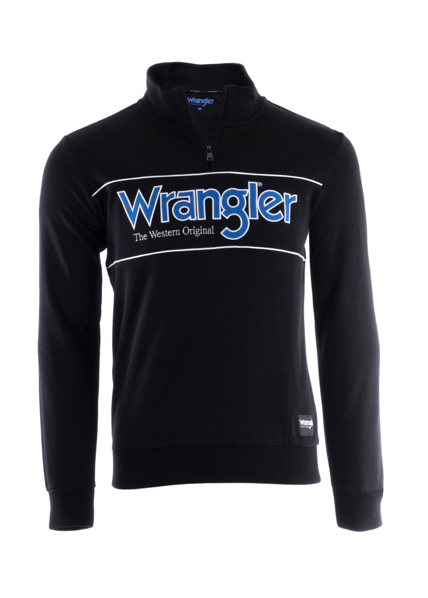 Wrangler - Mens Ryder Logo 1/4 Zip Pullover in Black