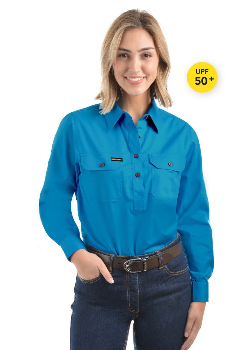 Hard Slog Women's Work Shirt in Bright Blue